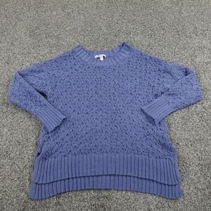 Seven7 Sweater Womens M Blue Knit Pullover Crewneck Sweatshirt Preppy Casual